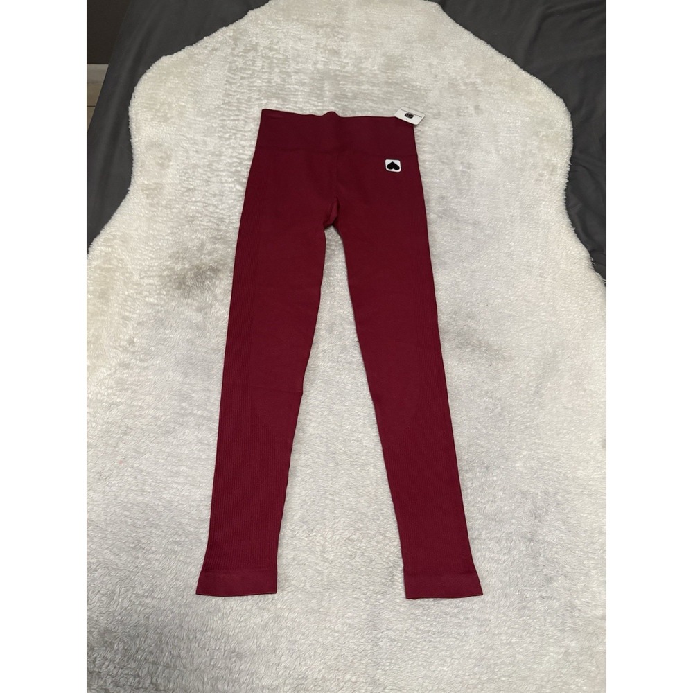 New Training Social Burgundy Pull On Leggings Small Gym Yoga Pilates‎ Pants